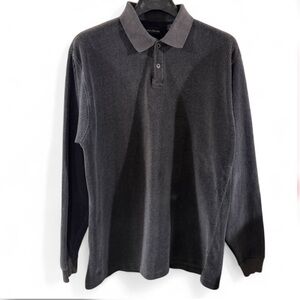 VTG Men's Gray Velvet-Like Ribbed Polo Shirt Size Large